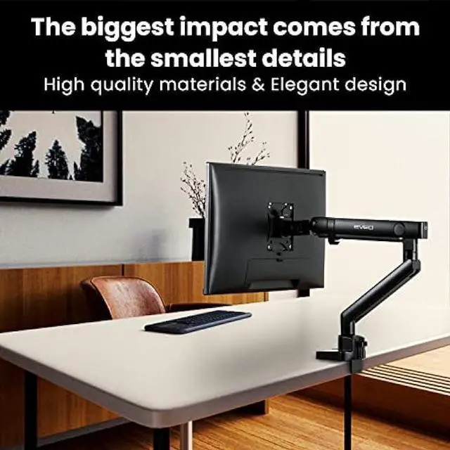 Alt view image 6 of 6 - EVEO Premium Single Monitor Mount - 17 to 32 inch Single Monitor Arm Desk Mount, Adjustable Spring Monitor Stand, VESA Monitor Mount for Computer Monitor Mount. Full Motion Swivel Monitor Arms Mount.