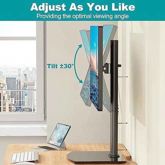Alt view image 3 of 7 - MOUNT PRO Vertical Single Monitor Stand for Max 42 Inch/26.4lbs Ultrawide Computer Screen, Freestanding Monitor Desk Stand, Monitor Mount with Swivel, Tilt, Rotation, VESA Stand 75x75/100x100