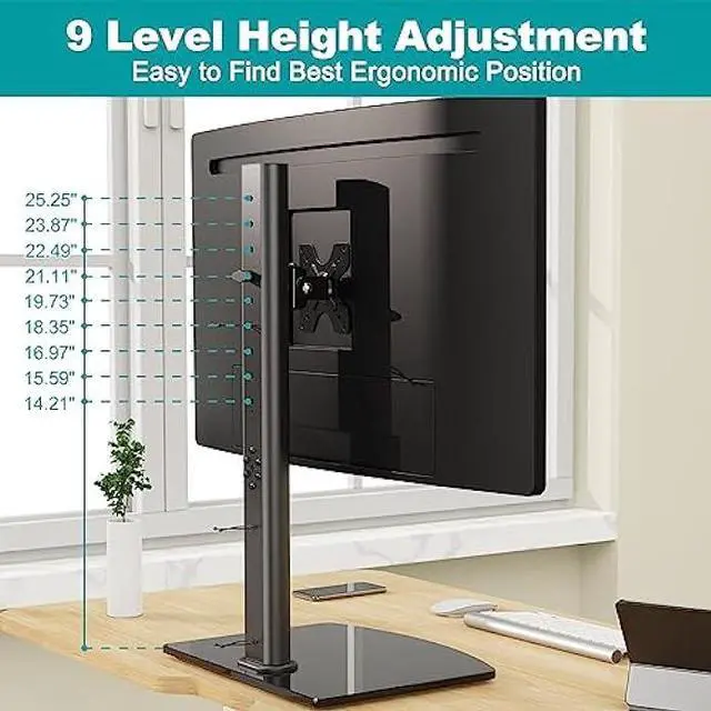 Alt view image 6 of 7 - MOUNT PRO Vertical Single Monitor Stand for Max 42 Inch/26.4lbs Ultrawide Computer Screen, Freestanding Monitor Desk Stand, Monitor Mount with Swivel, Tilt, Rotation, VESA Stand 75x75/100x100