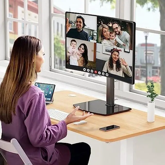 Alt view image 7 of 7 - MOUNT PRO Vertical Single Monitor Stand for Max 42 Inch/26.4lbs Ultrawide Computer Screen, Freestanding Monitor Desk Stand, Monitor Mount with Swivel, Tilt, Rotation, VESA Stand 75x75/100x100