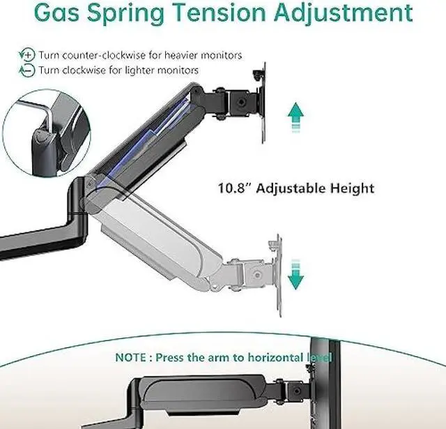 Alt view image 6 of 6 - WALI Triple Monitor Mount, 3 Monitor Stand Desk Mount with Premium Gas Spring Arm for Screens up to 27 inch, Mounting Holes 75x75 or 100x100 mm (GSDM003), Black