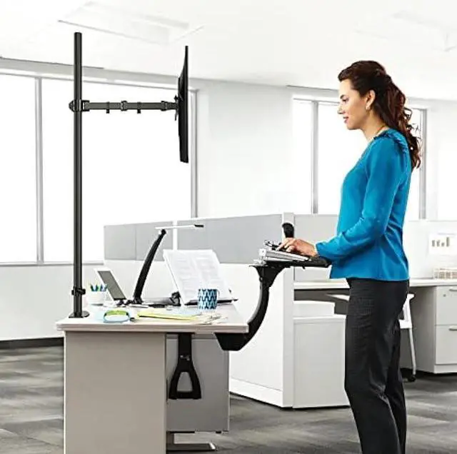 Alt view image 2 of 6 - Extra Tall Monitor Mount, Tall Monitor Mount, Tall Monitor Arm, Adjustable Monitor Arm, VESA Stand for 1 Screen, up to 47 inch Pole, Single Monitor Mount, Extra Long Single Monitor Stand