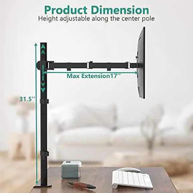 Alt view image 4 of 6 - WALI Monitor Arm Mount for Desk, Single Extra Tall Computer Desk Mount, Monitor Bracket Mount Stand Single, up to 32 inch, 22 lbs (M001XL), Black