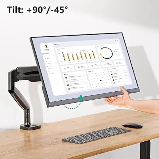 Alt view image 5 of 6 - WALI Single Monitor Arm, Gas Spring Single Monitor Mount up to 35 inches and 26.4 lbs, Heavy Duty Monitor Arm Desk Mount, Ultrawide Monitor Mount Desk with C Clamp and Grommet Base (GSMP001XL), Black