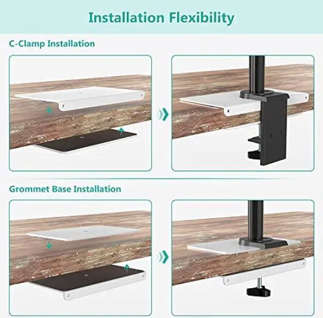 Alt view image 7 of 7 - WALI Computer Monitor Arm Clamp, C Bracket Clamp, Steel Reinforcement, for Most Monitor Mount Stand Grommet C Clamp Installation (CGRP-W), White