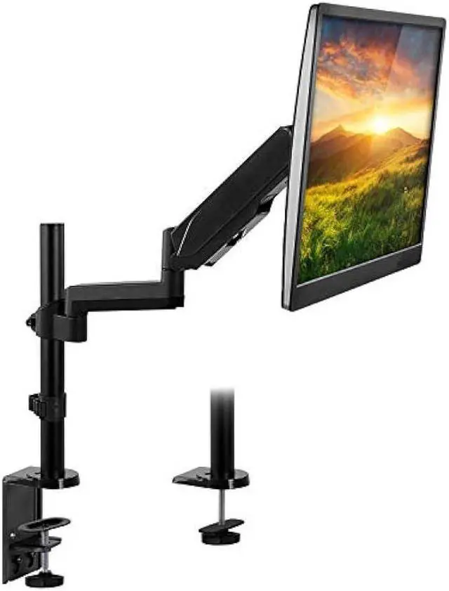 Main image of Mount-It! Single Monitor Arm Mount | Desk Stand | Full Motion Height Adjustable Articulating Gas Spring Arm | Fits 19 21 24 27 29 30 32 Inch VESA Compatible Computer Screen | C-Clamp and Grommet Base