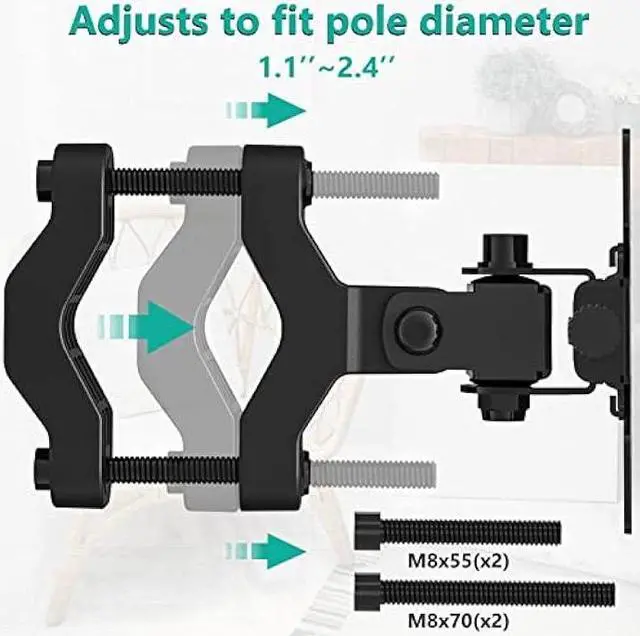 Alt view image 2 of 6 - WALI Mount Plate for Universal Monitor Mounting System, Fits 1.1 to 2.4 inch Diameter Pole, Mounting Holes for 75 by 75 mm and 100 by 100mm (VES02), Black