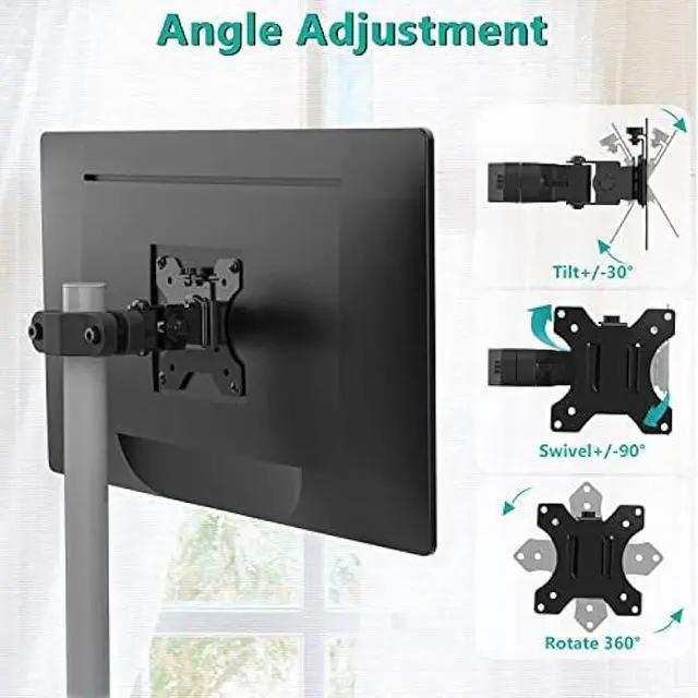 Alt view image 3 of 6 - WALI Mount Plate for Universal Monitor Mounting System, Fits 1.1 to 2.4 inch Diameter Pole, Mounting Holes for 75 by 75 mm and 100 by 100mm (VES02), Black