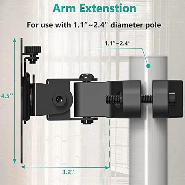 Alt view image 4 of 6 - WALI Mount Plate for Universal Monitor Mounting System, Fits 1.1 to 2.4 inch Diameter Pole, Mounting Holes for 75 by 75 mm and 100 by 100mm (VES02), Black