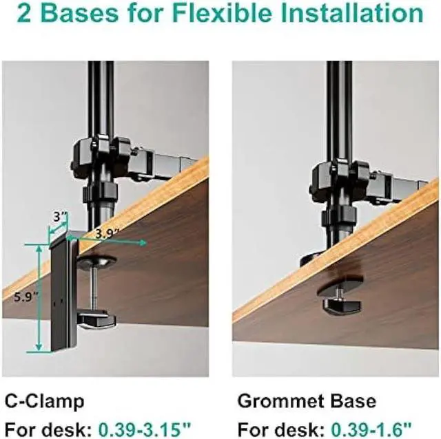 Alt view image 4 of 6 - WALI Monitor and Laptop Mount, Gas Spring Dual Monitor Stand with Laptop Tray Fit Computer Screens up to 32, Laptop Desk Mount with Notebook up to 17, Dual Monitor Arm Desk Mount (GSDM003LP), Black