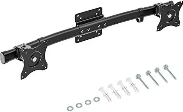 Main image of WALI Dual Monitor Wall Mount, Single to Double Bracket Adapter, Horizontal Assembly Arm for 2 Screen up to 27 inch (012ARM), Black