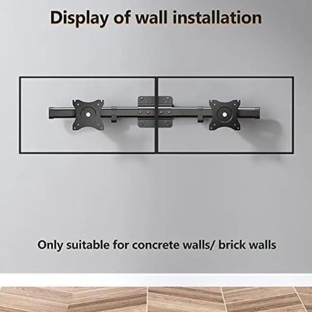 Alt view image 5 of 6 - WALI Dual Monitor Wall Mount, Single to Double Bracket Adapter, Horizontal Assembly Arm for 2 Screen up to 27 inch (012ARM), Black