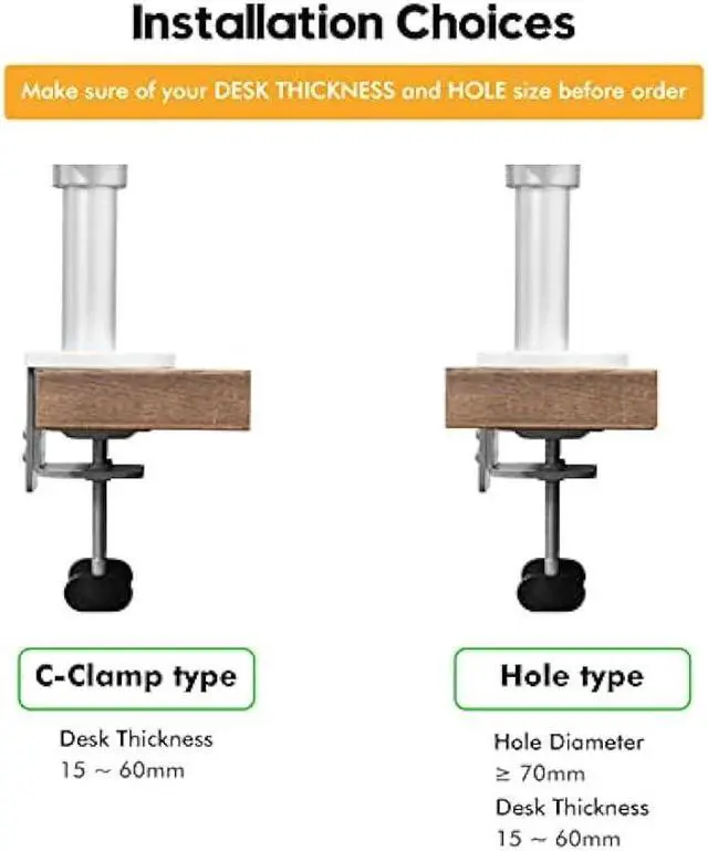 Alt view image 6 of 6 - Viozon Monitor and Laptop Mount, 2-in-1 Adjustable Dual Arm Desk Mounts Single Desk Arm Stand/Holder for 17 to 32 Inch LCD Computer Screens, Extra Tray Fits 12 to 17 inch Laptops (Silver)