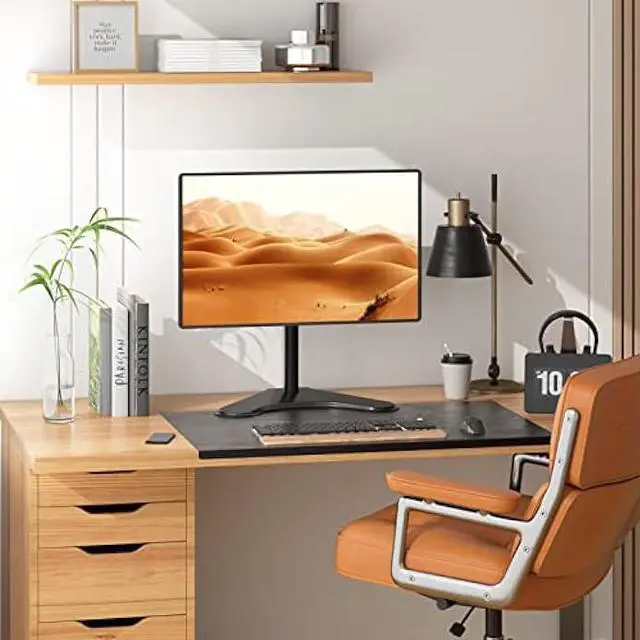 Alt view image 2 of 6 - WALI Single Monitor Stand, Adjustable Monitor Stand for One Screen up to 32inch, Universal Freestanding Monitor Stand for hp acer lg Monitor with monting Holes 75 to 100mm (MF001),Black