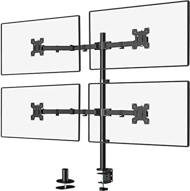 Main image of WALI Quad Monitor Desk Mount, 4 Monitor Stand Fits Heavy Duty Computer Screen up to 27 inch, Full Adjustable Monitor Arm Holds up to 22 lbs per Arm (M004), Black