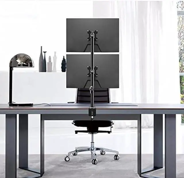 Alt view image 3 of 6 - suptek Dual LED LCD Monitor Stand up Desk Mount for 2 / Two Screens up to 27 inch Extra Tall 31.5 Pole Heavy Duty Fully Adjustable Stand Vertical Array (MD6802)