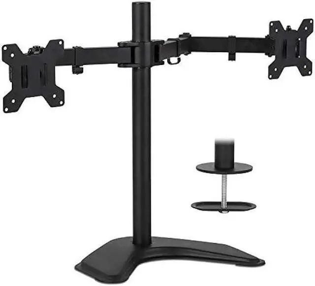 Main image of Mount-It! Dual Monitor Stand | 2 Monitor Mount Fits 19 20 21.5 24 27 29 32 Inch Computer Screens | Free Standing and Grommet Bases | Two Heavy Duty Tilt Swivel Height Adjustable Arms | VESA Compatible