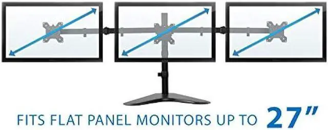 Alt view image 5 of 6 - Mount-It! Triple Monitor Stand | 3 Monitor Stand Fits 19 20 21 22 23 24 Inch Computer Screens | Free Standing Base | Three Heavy Duty Full Motion Adjustable Arms | VESA Compatible