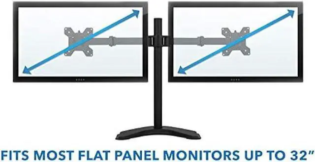 Alt view image 5 of 6 - Mount-It! Dual Monitor Stand | 2 Monitor Mount Fits 19 20 21.5 24 27 29 32 Inch Computer Screens | Free Standing and Grommet Bases | Two Heavy Duty Tilt Swivel Height Adjustable Arms | VESA Compatible