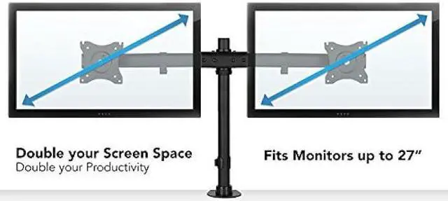Alt view image 4 of 7 - Mount-It! Dual Monitor Mount | Double Monitor Desk Stand Arm | Fits 2 Computer Screens 17 19 20 21 22 24 27 Inch | Two VESA 75 100 Compatible Displays | C-Clamp and Grommet Bases Included