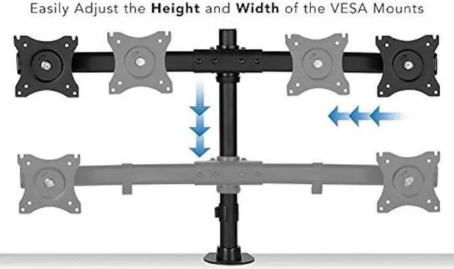 Alt view image 5 of 7 - Mount-It! Dual Monitor Mount | Double Monitor Desk Stand Arm | Fits 2 Computer Screens 17 19 20 21 22 24 27 Inch | Two VESA 75 100 Compatible Displays | C-Clamp and Grommet Bases Included