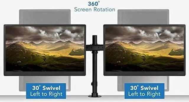Alt view image 7 of 7 - Mount-It! Dual Monitor Mount | Double Monitor Desk Stand Arm | Fits 2 Computer Screens 17 19 20 21 22 24 27 Inch | Two VESA 75 100 Compatible Displays | C-Clamp and Grommet Bases Included