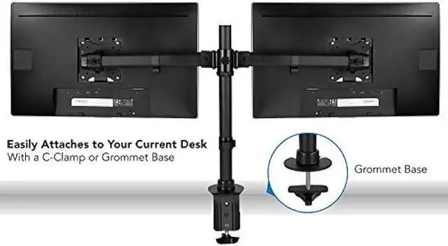Alt view image 6 of 7 - Mount-It! Dual Monitor Mount | Double Monitor Desk Stand Arm | Fits 2 Computer Screens 17 19 20 21 22 24 27 Inch | Two VESA 75 100 Compatible Displays | C-Clamp and Grommet Bases Included