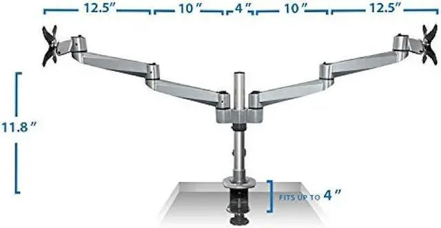 Alt view image 6 of 6 - Mount-It! Dual Monitor Desk Mount with Full Motion Swivel Arms | Premium Aluminum Material with Modular Quick Connect Function (MI-43116)