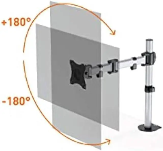 Alt view image 5 of 6 - Durable Monitor Mount Select for 1 Screen - Monitor Stand with Clamp for Desks - VESA 75/100 - for 21-27 Inch Screens - Ergonomic, Height Adjustable, Rotate & Tilt - Securely Holds Screens Upto 8KG