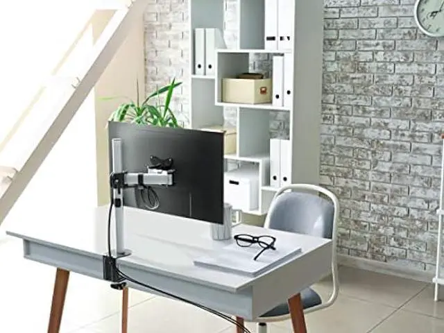 Alt view image 6 of 6 - Durable Monitor Mount Select for 1 Screen - Monitor Stand with Clamp for Desks - VESA 75/100 - for 21-27 Inch Screens - Ergonomic, Height Adjustable, Rotate & Tilt - Securely Holds Screens Upto 8KG