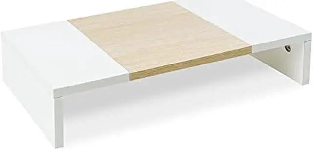 Main image of TEAMIX 20 inch Monitor Riser, Wood Monitor Stand for Desk, Sturdy TV/Screen/PC/Printer/Laptop Riser,Computer Shelf with Storage TV Holder for Home Office (White+Maple, 20 inch)