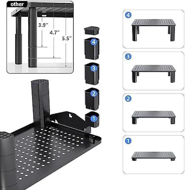 Alt view image 5 of 6 - Pholiten Monitor Stand Riser,Laptop Stand Riser for Desk, Adjustable Laptop Stand Riser Holder,Computer Raiser,Desk Computer Stand,Laptop shelf,Monitor Risers