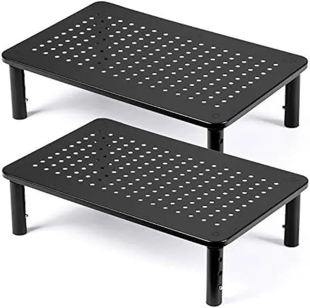 Main image of 2 Pack Desktop Riser, 3 Height Adjustable Monitor Stands for 2 Monitors, PC, Computer, Printer, iMac, Desktop Monitor Stand with Ventilated Platform for Airflow by DOLALIKE