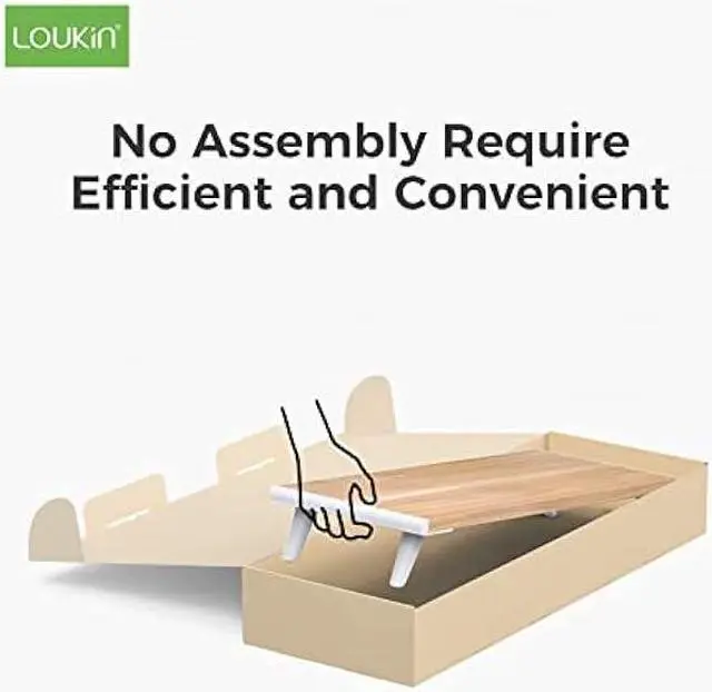 Alt view image 2 of 6 - loukin Monitor Stand Riser for Desk, 22.4 x 8.3 Inch Larger Desktop Computer Shelf with Non-Skid Rubber for Laptop, PC, Printer, Ideal for Home Office, Natural Wood