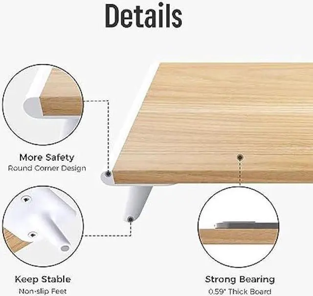 Alt view image 6 of 6 - loukin Monitor Stand Riser for Desk, 22.4 x 8.3 Inch Larger Desktop Computer Shelf with Non-Skid Rubber for Laptop, PC, Printer, Ideal for Home Office, Natural Wood