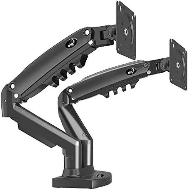 Main image of ELG Full Motion Swivel Dual Monitor Desk Mount Stand Gas Spring for Two Screens 17 to 35'' (4.4lbs to 19.8lbs Load for Each Display), Computer Monitor Stand F160N, Black