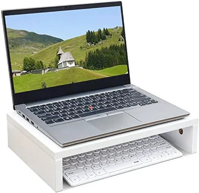 Alt view image 6 of 6 - TEAMIX 14.2 inch White Monitor Stand Riser, Wood Monitor Riser with Storage for Desk Small Monitor Stand TV/Screen/PC/Laptop Riser Computer Stand Desktop Shelf (White-14.2 inch)