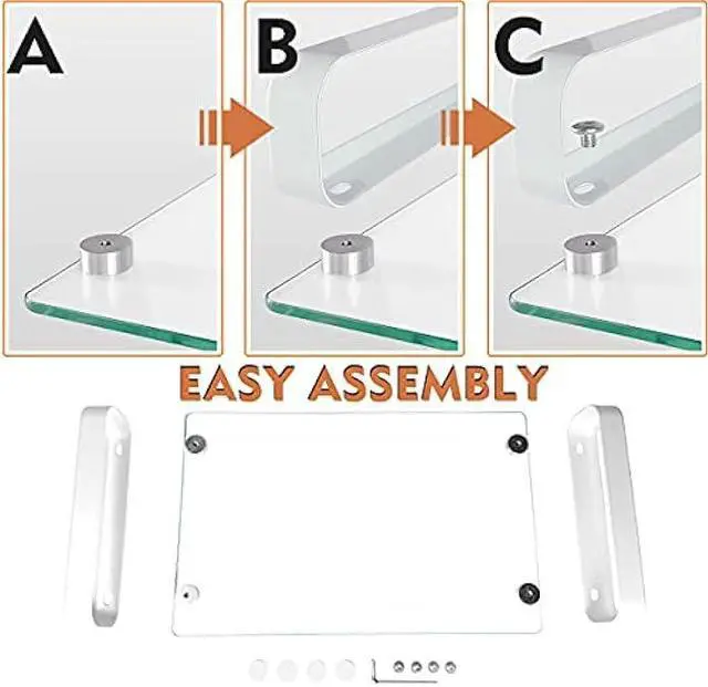 Alt view image 3 of 4 - Hemudu Clear Computer Monitor Stand Riser Multi Media Desktop Stand for Flat Screen LCD LED TV, Laptop/Notebook, with Tempered Glass and Metal Legs, HD02T-001