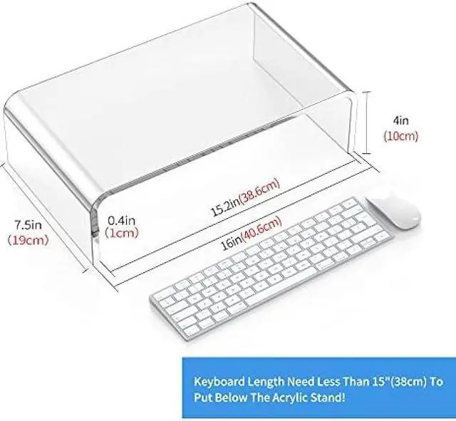 Alt view image 2 of 7 - Beimu Acrylic Monitor Stand Riser Acrylic Laptop Stand Riser PC Holder for 10-36 Notebook and Monitor, Clear Computer Monitor Stand for Desk White Laptop Stand for Desk Compatible with iMac MacBook