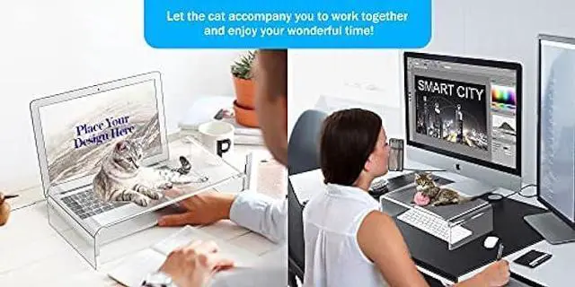 Alt view image 6 of 7 - Beimu Acrylic Monitor Stand Riser Acrylic Laptop Stand Riser PC Holder for 10-36 Notebook and Monitor, Clear Computer Monitor Stand for Desk White Laptop Stand for Desk Compatible with iMac MacBook