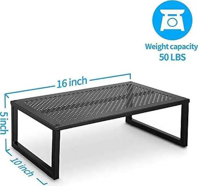 Alt view image 7 of 7 - Simple Trending 2 Pack Monitor Stand Riser, Metal Desk Organizer Stand with Anti-Slip Suction Cup for Laptop, Computer, iMac, Pc, Printer, Black