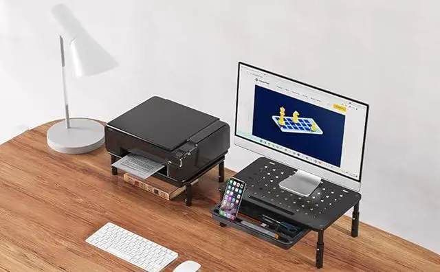 Alt view image 2 of 6 - Zimilar 2 Pack Monitor Stand Riser with Drawer - 3 Height Adjustable Metal Monitor Stand with Unique Star Mesh for Computer Laptop Notebook Printer