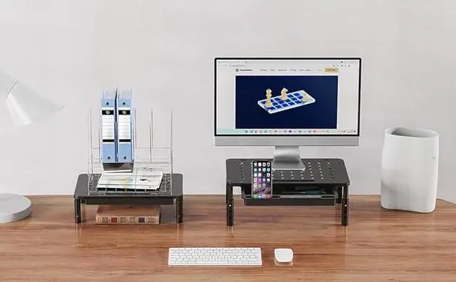 Alt view image 3 of 6 - Zimilar 2 Pack Monitor Stand Riser with Drawer - 3 Height Adjustable Metal Monitor Stand with Unique Star Mesh for Computer Laptop Notebook Printer