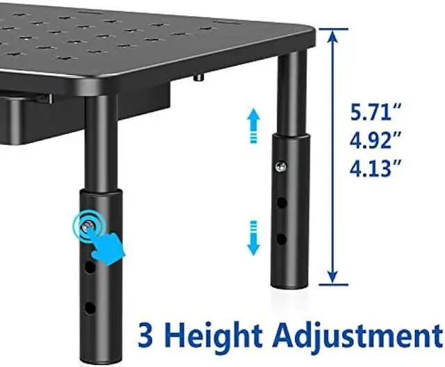 Alt view image 5 of 6 - Zimilar 2 Pack Monitor Stand Riser with Drawer - 3 Height Adjustable Metal Monitor Stand with Unique Star Mesh for Computer Laptop Notebook Printer