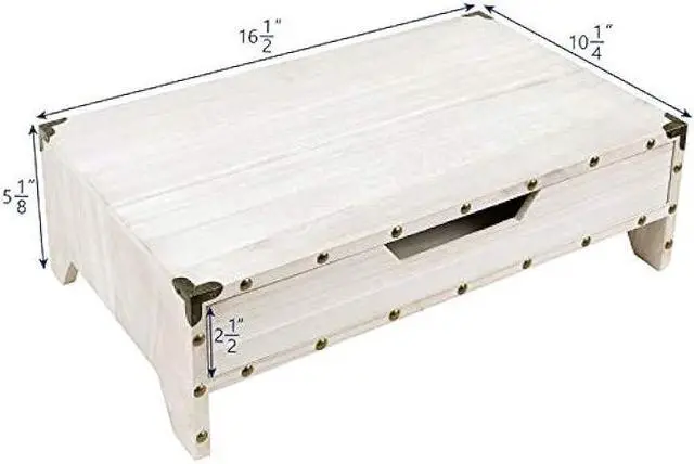 Alt view image 3 of 6 - Ikee Design Wooden Monitor Stand Riser with Drawer,Wood Desktop Stands for Laptop Computer/TV/PC, Wood Clutter-Free Desk Stand with Storage Organizer, 16 1/2 W x 10 1/4 D x 5 1/8 H, White