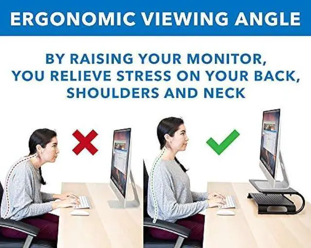 Alt view image 4 of 6 - MOUNT-IT! 2 Tier Desk Organizer Riser | Computer Monitor Stand with Keyboard Storage Shelf for Desktops, Laptops, Printers, Home Office Space Saver (2 Shelves)