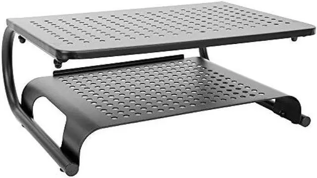 Alt view image 2 of 6 - MOUNT-IT! 2 Tier Desk Organizer Riser | Computer Monitor Stand with Keyboard Storage Shelf for Desktops, Laptops, Printers, Home Office Space Saver (2 Shelves)