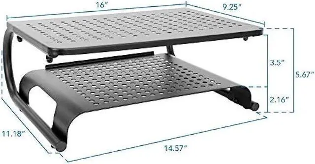 Alt view image 6 of 6 - MOUNT-IT! 2 Tier Desk Organizer Riser | Computer Monitor Stand with Keyboard Storage Shelf for Desktops, Laptops, Printers, Home Office Space Saver (2 Shelves)