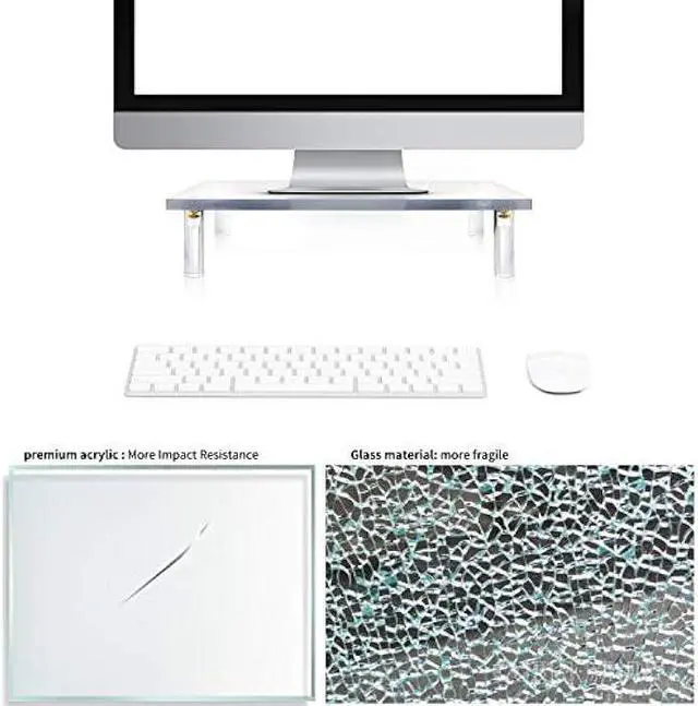 Alt view image 4 of 7 - Yestbuy Acrylic Monitor Stand Riser, Clear Computer Monitor Riser, Desktop Organizer Stand for Office Accessories, Printer, Notebook, and All Flat Screen Display, Ergonomic Monitor Riser Stand