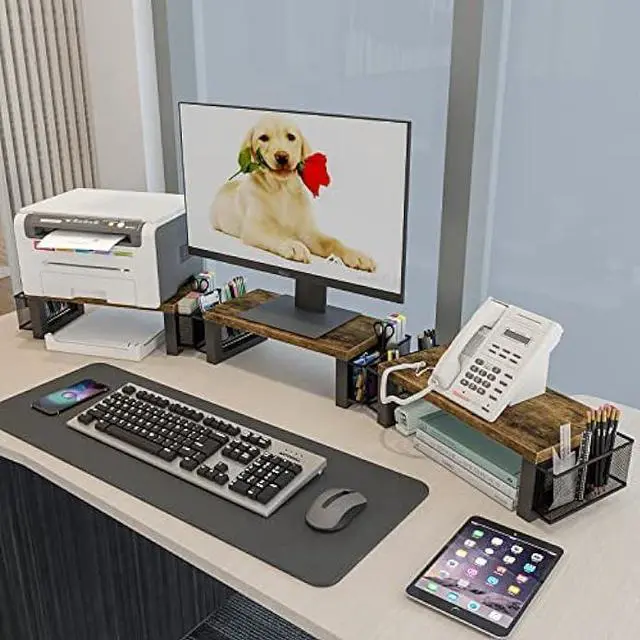 Alt view image 3 of 7 - WESTREE Monitor Stand Riser with Storage, Desktop Computer Monitor Stand, Multi-Purpose Desk Organizer Shelf for Laptop Computer PC